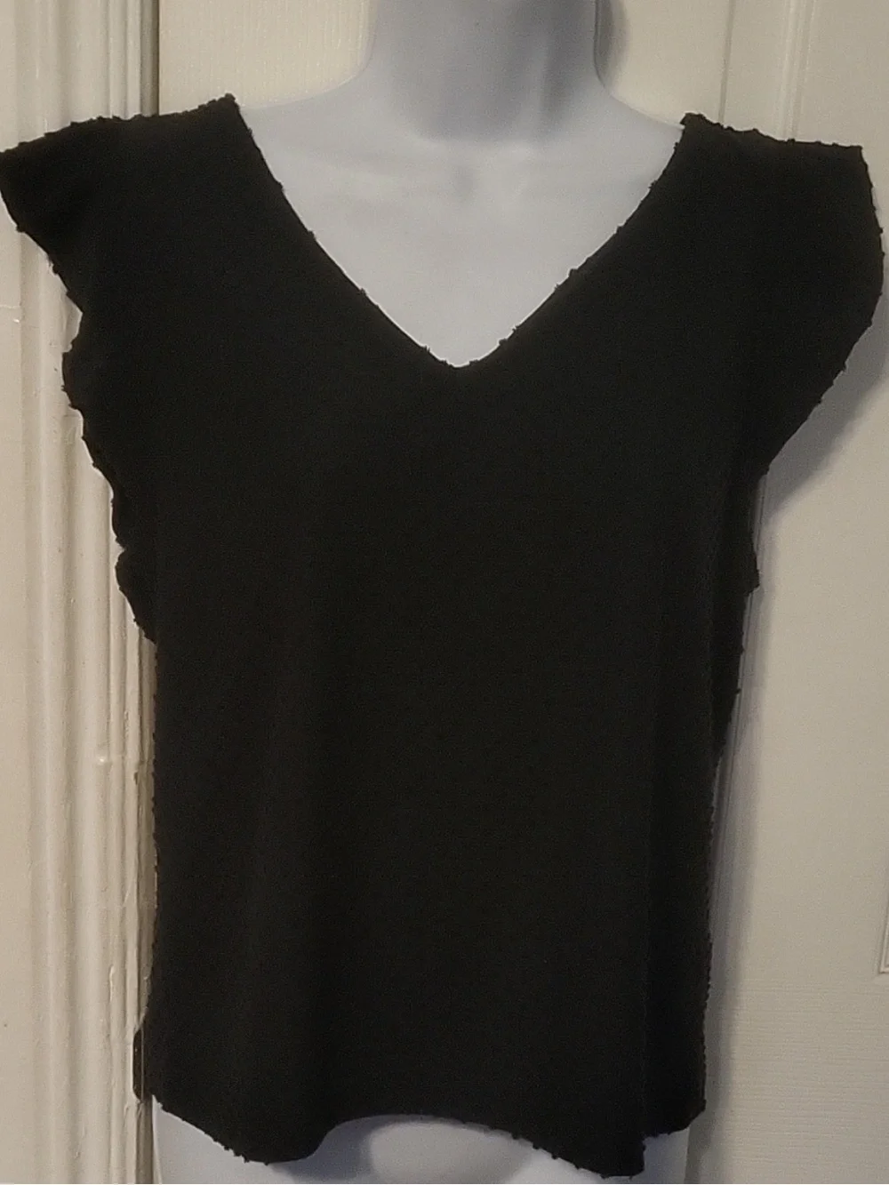J. Crew Black Swedish Dot Short Ruffle Sleeve Top
